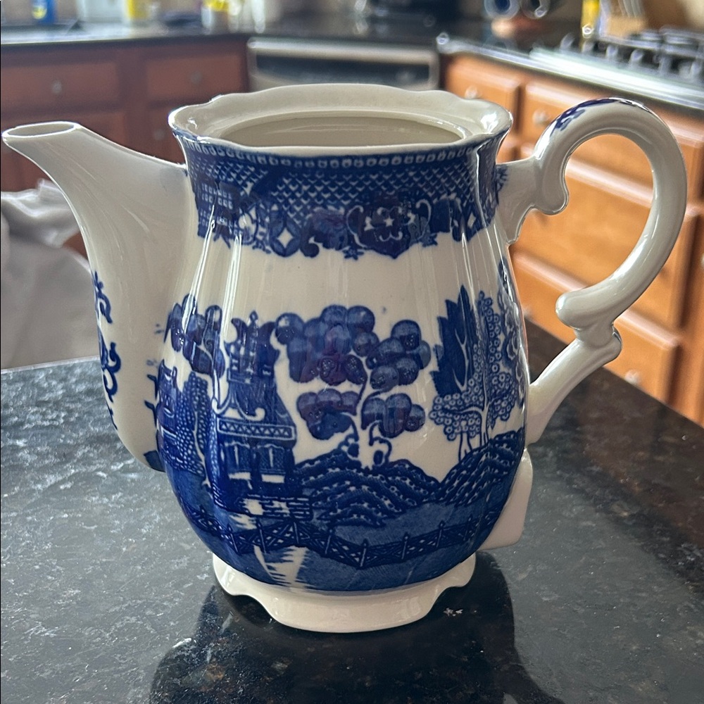 Classic Blue and White Ceramic Teapot